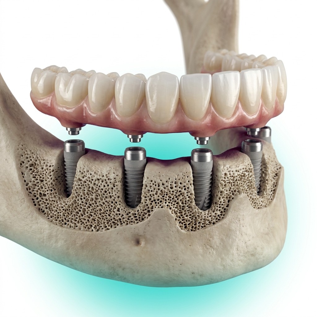 Prótese protocolo fixa sobre implantes em modelo de arcada